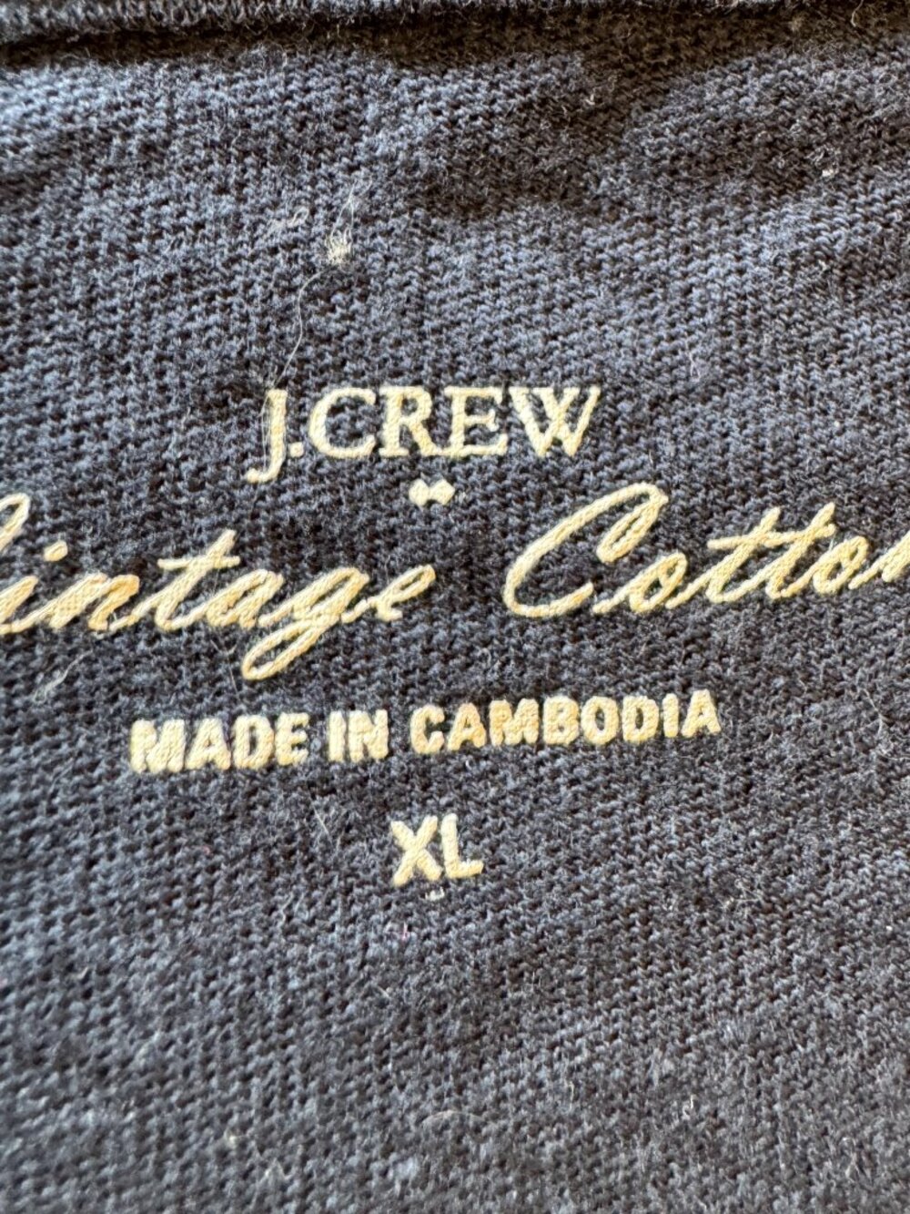 J Crew Vintage Cotton V Neck Tee Shirt XL Extra Large Navy Blue Slub Knit Basic - Picture 8 of 9